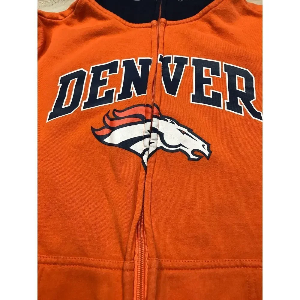 NFL Team Apparel Full zip hooded Jacket Blue Orange Denver Broncos youth size Lg